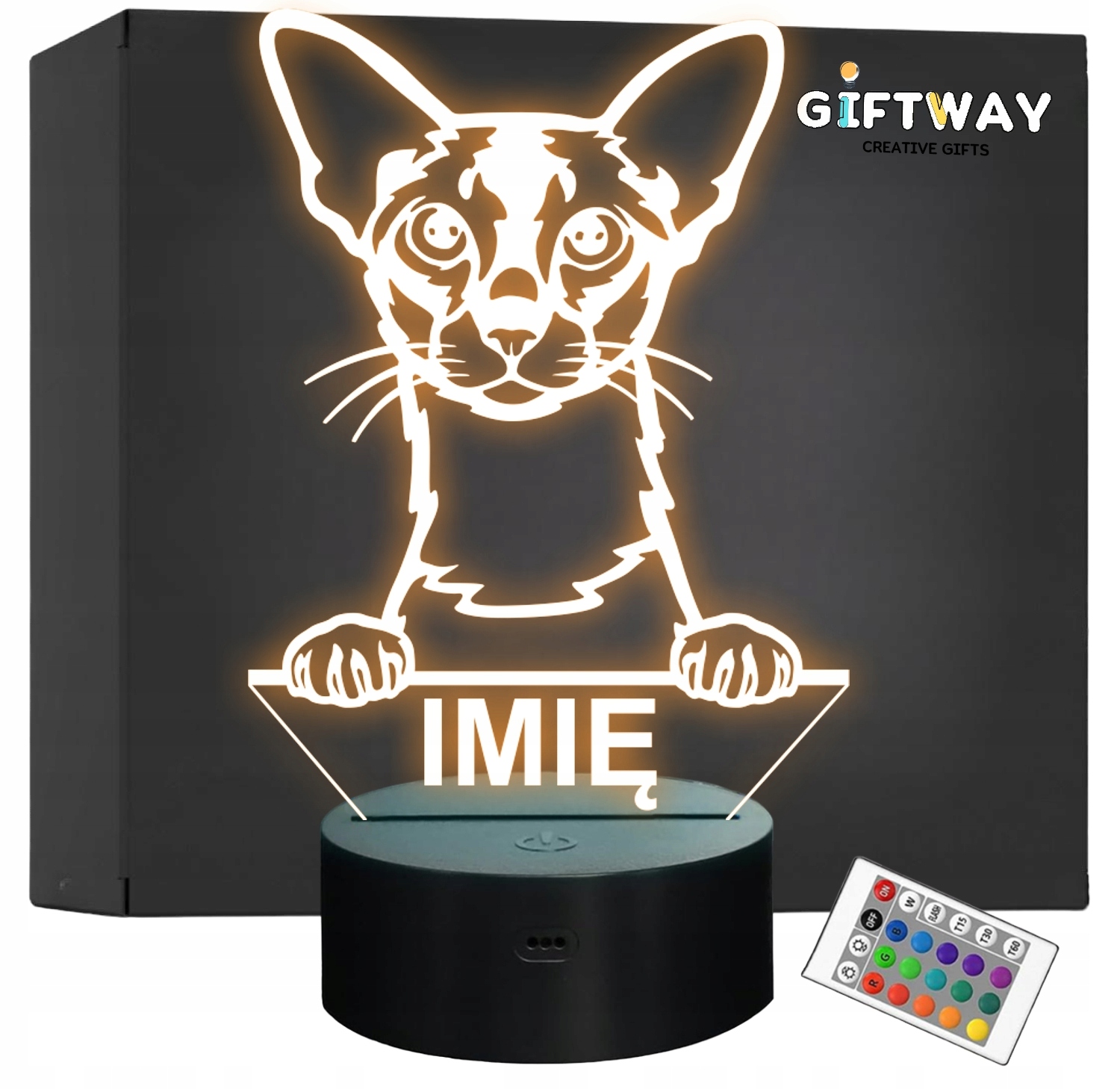 Lampka Nocna LED Colorpoint Shorthair Rasa Kota z Imieniem na Prezent Lampka Nocna LED Colorpoint Shorthair Rasa Kota z Imieniem na Prezent