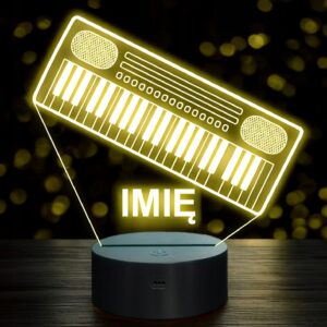Lampka Nocna LED Imię Statuetka Keyboard Instrument na Prezent Grawer