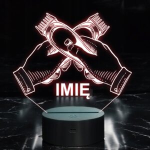 Lampka Nocna LED Imię Statuetka Barber Fryzjer Maszynka na Prezent Grawer