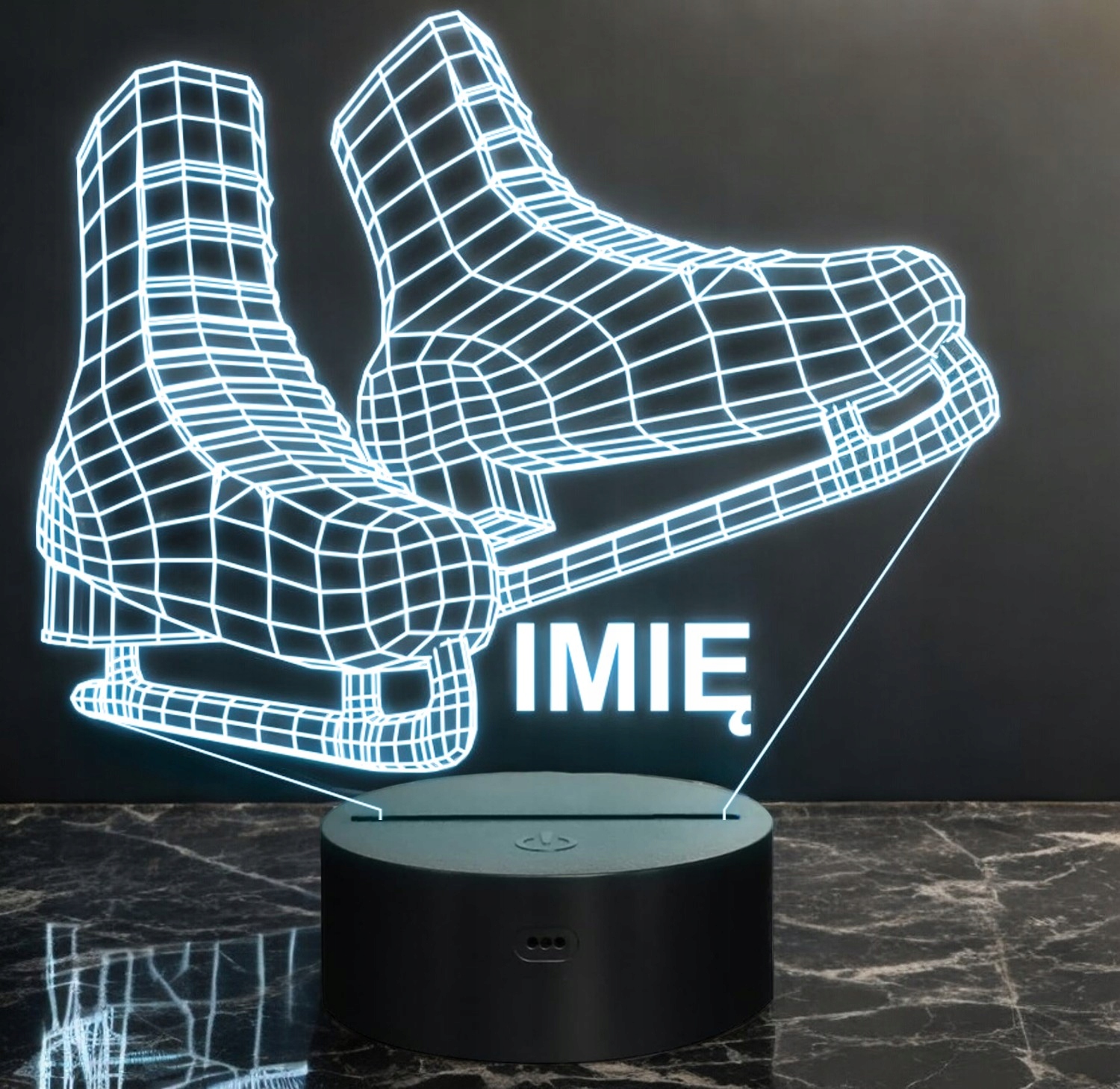 Lampka Nocna LED 3D Z Imieniem Grawer Łyżwy Na Prezent Personalizowana Lampka Nocna LED 3D Z Imieniem Grawer Łyżwy Na Prezent Personalizowana