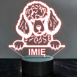Lampka Nocna LED Pudel Rasa Psa z Imieniem na Prezent v.1