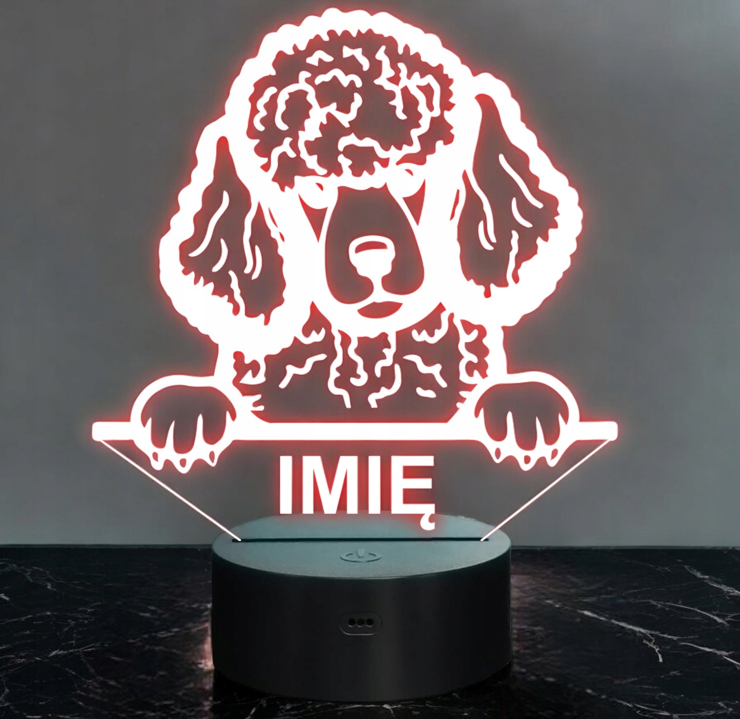 Lampka Nocna LED Pudel Rasa Psa z Imieniem na Prezent v.1 Lampka Nocna LED Pudel Rasa Psa z Imieniem na Prezent v.1