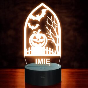 Lampka Nocna LED Imię Statuetka Halloween Ramka Dynia na Prezent Grawer