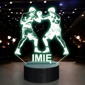 Lampka Nocna LED Z Imieniem Grawer Bokserzy Boks Sport na Prezent