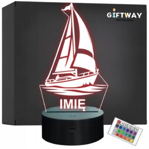 Lampka Nocna LED Statuetka Żeglowanie Żagiel Łódź Prezent Grawer