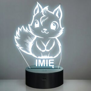Lampka Nocna LED Z Imieniem Słodka Wiewiórka dla Dzieci na Prezent Grawer