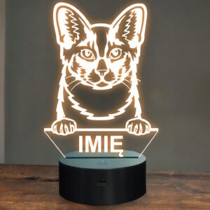 Lampka Nocna LED Oriental Longhair Rasa Kota z Imieniem na Prezent