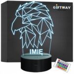 Lampka Nocna LED 3D Z Imieniem Grawer Orzeł Ptak na Prezent Personalizowana