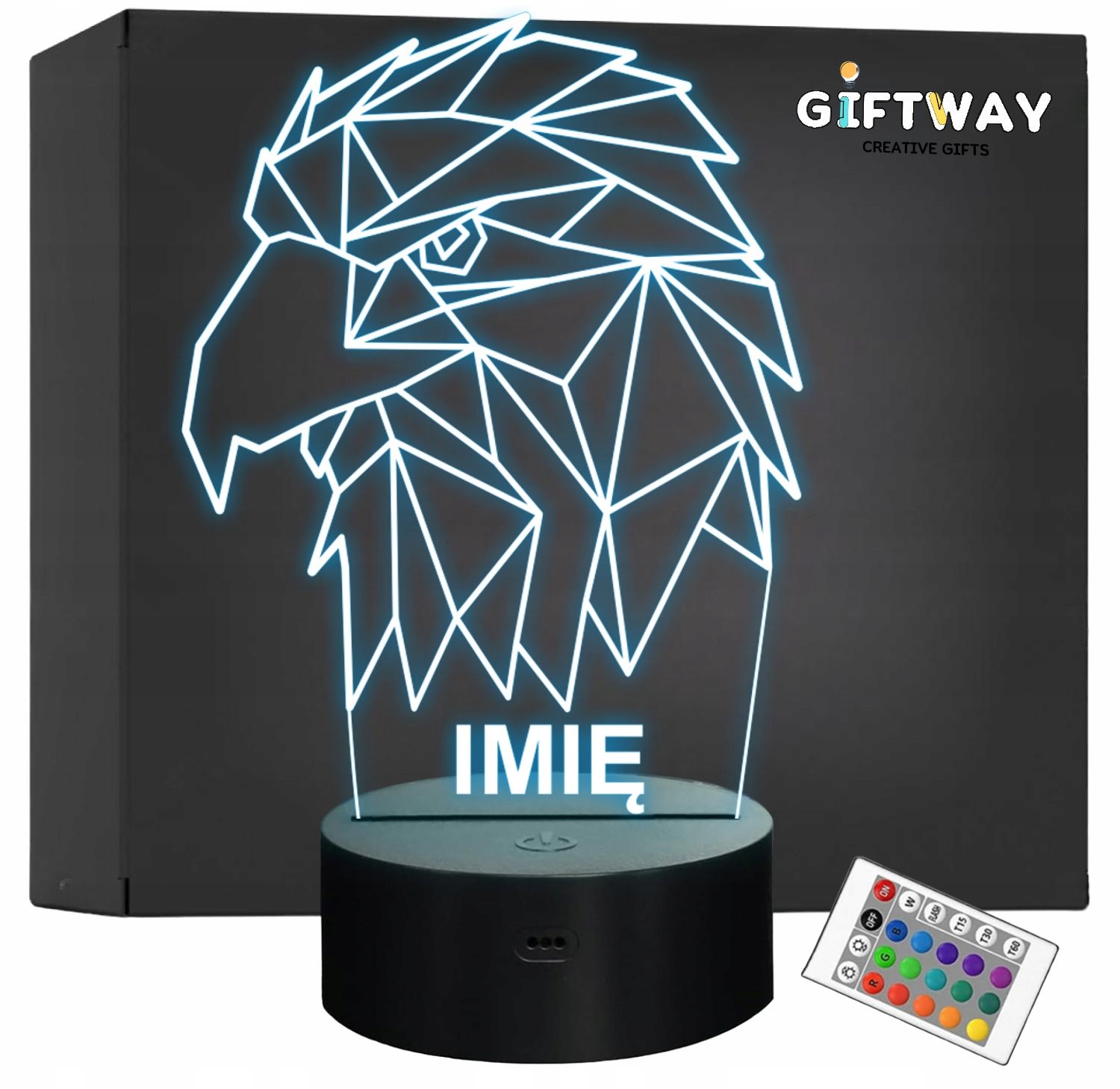 Lampka Nocna LED 3D Z Imieniem Grawer Orzeł Ptak na Prezent Personalizowana Lampka Nocna LED 3D Z Imieniem Grawer Orzeł Ptak na Prezent Personalizowana