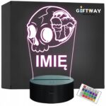 Lampka Nocna LED Imię Statuetka Czaszka Pastel Goth na Prezent Grawer