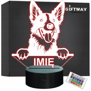 Lampka Nocna LED Szpic wilczy Rasa Psa z Imieniem na Prezent