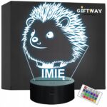 Lampka Nocna LED Z Imieniem Słodki Jeż Jeżyk dla Dzieci na Prezent