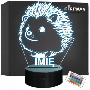 Lampka Nocna LED Z Imieniem Słodki Jeż Jeżyk dla Dzieci na Prezent