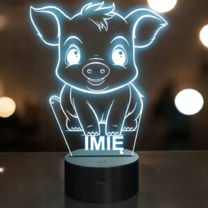 Lampka Nocna LED Z Imieniem Słodka Świnka Prosiaczek dla Dzieci na Prezent