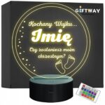 Lampka Nocna LED Statuetka Pytanie dla Chrzestnego Chrzest Prezent Grawer