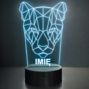 Lampka Nocna LED 3D Z Imieniem Grawer Puma Kot Prezent Personalizowana