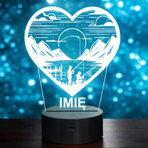 Lampka Nocna LED Statuetka Wędkowanie Ryba Łowienie w Sercu Prezent Grawer