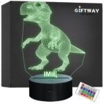 Lampka Nocna LED Dinozaur 3D Dino Z Imieniem Personalizowana na Prezent