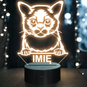 Lampka Nocna LED Burmese Rasa Kota z Imieniem na Prezent