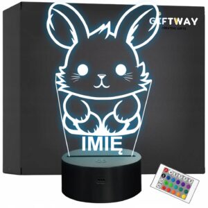 Lampka Nocna LED Z Imieniem Słodki Królik Króliczek dla Dzieci na Prezent