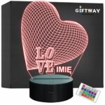 Lampka Nocna LED LOVE 3D Serce Prezent na Walentynki Miłosny z Imieniem