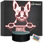 Lampka Nocna LED Boston Terrier Rasa Psa z Imieniem na Prezent