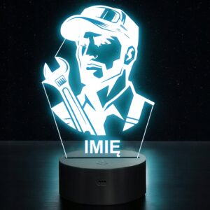 Lampka Nocna LED Statuetka Mechanik Samochodowy Zawód na Prezent Grawer v.3