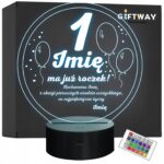 Lampka Nocna LED Pamiątka na Roczek Dziecka Urodziny na Prezent Grawer