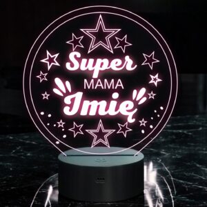 Lampka Nocna LED Statuetka Super Mama Rodzina na Prezent Grawer