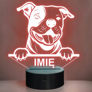 Lampka Nocna LED Staffordshire bull terrier Rasa Psa z Imieniem na Prezent
