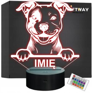 Lampka Nocna LED Pitbull Rasa Psa z Imieniem na Prezent v.2