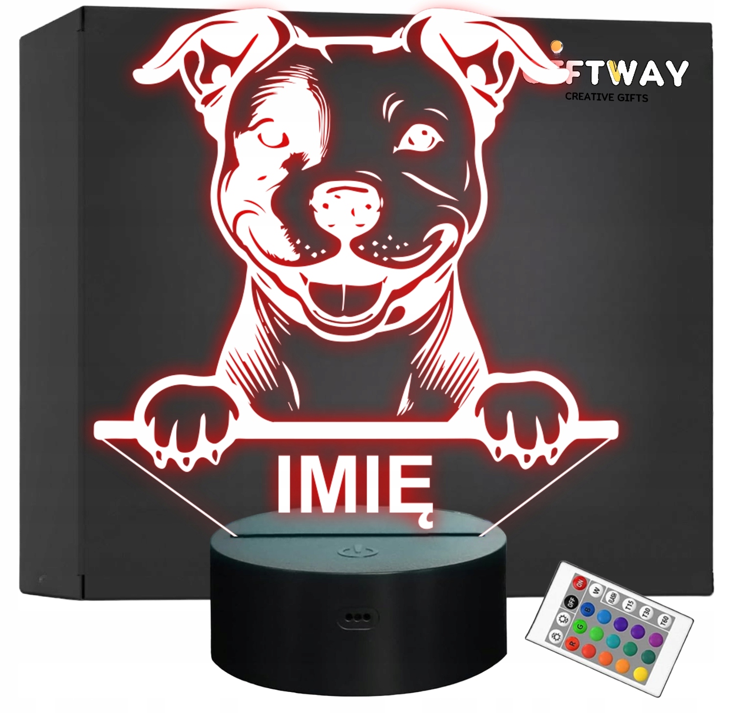 Lampka Nocna LED Pitbull Rasa Psa z Imieniem na Prezent v.2 Lampka Nocna LED Pitbull Rasa Psa z Imieniem na Prezent v.2
