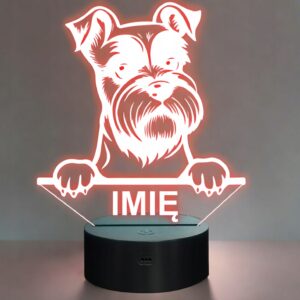 Lampka Nocna LED Schnauzer Rasa Psa z Imieniem na Prezent