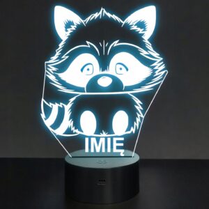 Lampka Nocna LED Z Imieniem Słodka Panda Czerwona dla Dzieci na Prezent v.2