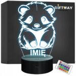 Lampka Nocna LED Z Imieniem Słodki Borsuk dla Dzieci na Prezent