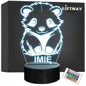 Lampka Nocna LED Z Imieniem Słodki Borsuk dla Dzieci na Prezent