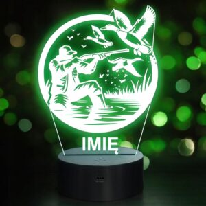 Lampka Nocna LED Statuetka Myśliwy Łowca Strzelec Zawód na Prezent Grawer
