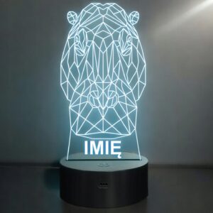 Lampka Nocna LED 3D Z Imieniem Grawer Hipopotam na Prezent