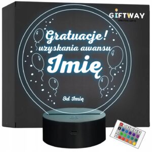 Lampka Nocna LED Statuetka Awans Praca Gratulacje na Prezent Grawer