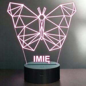 Lampka Nocna LED 3D Z Imieniem Grawer Motyl Motylek na Prezent