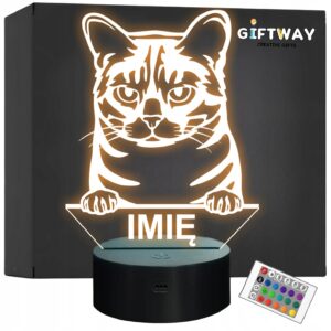 Lampka Nocna LED Australian Mist Rasa Kota z Imieniem na Prezent