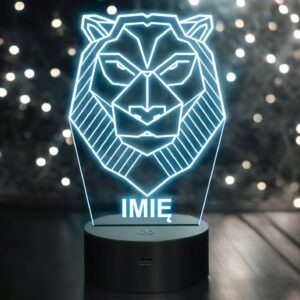 Lampka Nocna LED 3D Z Imieniem Grawer Lew Personalizowana na Prezent