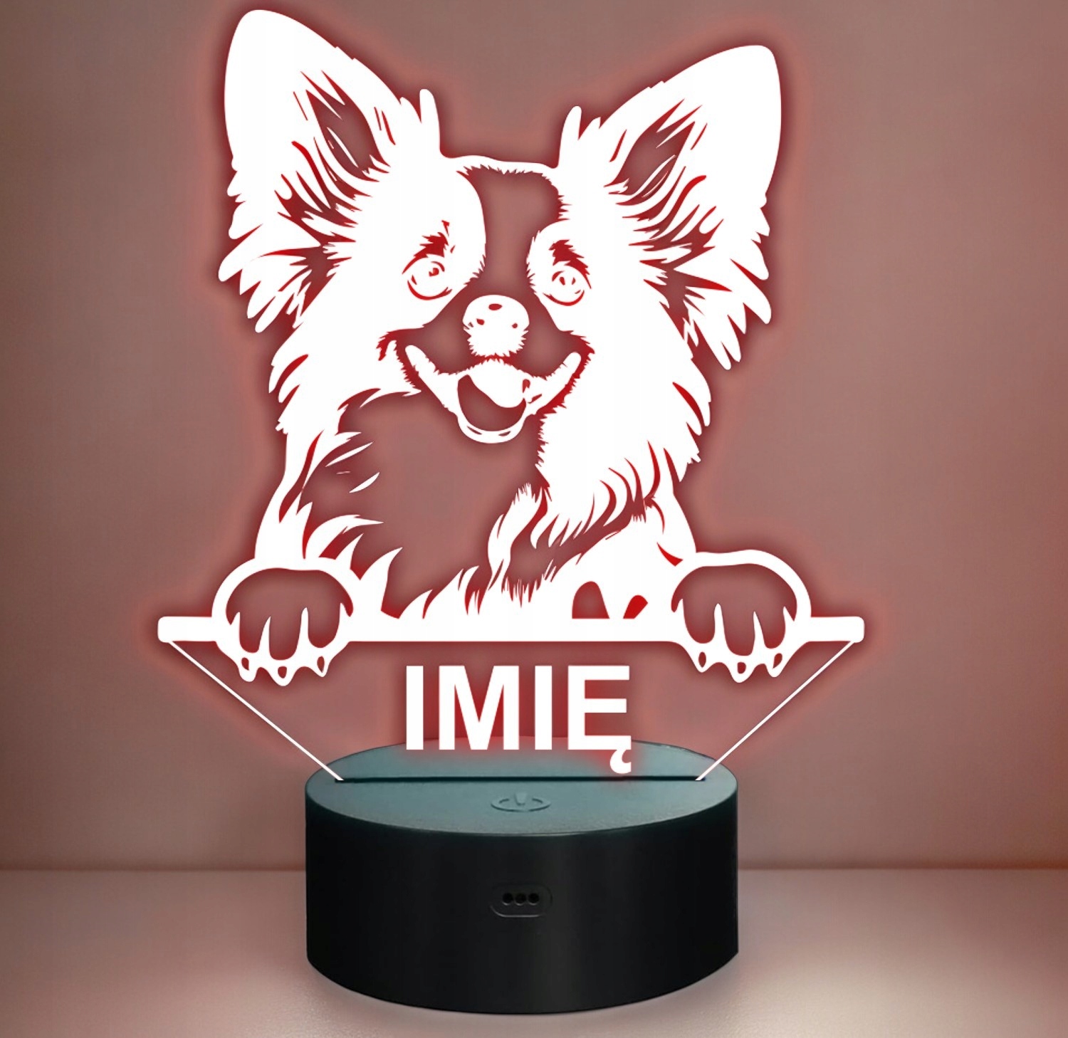 Lampka Nocna LED Papillon Rasa Psa z Imieniem na Prezent Lampka Nocna LED Papillon Rasa Psa z Imieniem na Prezent