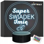 Lampka Nocna LED Statuetka Super Świadek na Prezent Grawer