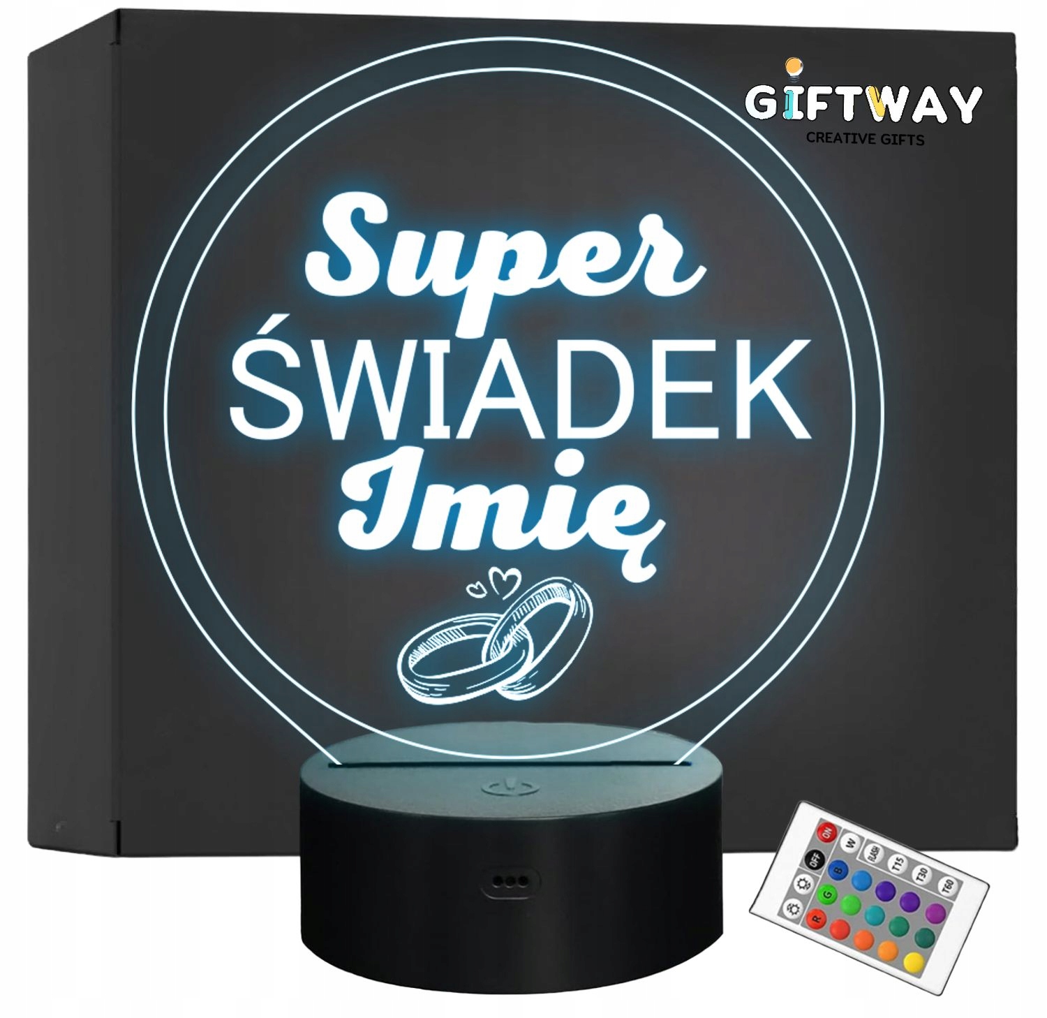 Lampka Nocna LED Statuetka Super Świadek na Prezent Grawer Lampka Nocna LED Statuetka Super Świadek na Prezent Grawer