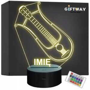 Lampka Nocna LED Imię Statuetka Mandolina Lutnia na Prezent Grawer v.2