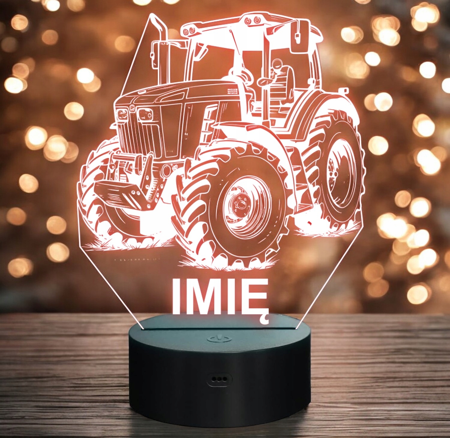Lampka Nocna LED Imię Statuetka Traktor Rolnik na Prezent Grawer v.1 Lampka Nocna LED Imię Statuetka Traktor Rolnik na Prezent Grawer v.1