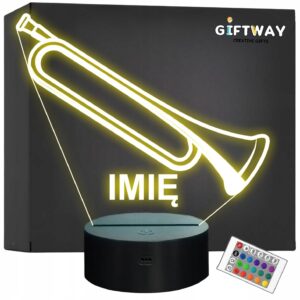 Lampka Nocna LED Imię Statuetka Trąbka Instrument Prezent Grawer