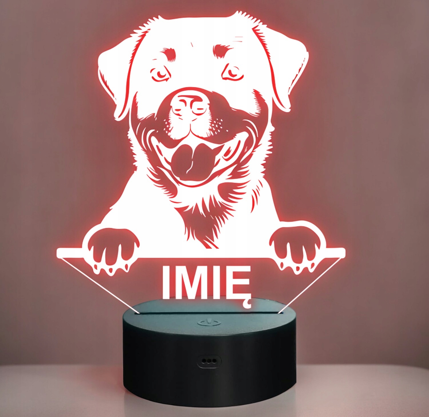 Lampka Nocna LED Rottweiler Rasa Psa z Imieniem na Prezent v.2 Lampka Nocna LED Rottweiler Rasa Psa z Imieniem na Prezent v.2