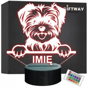 Lampka Nocna LED Morkie Rasa Psa z Imieniem na Prezent